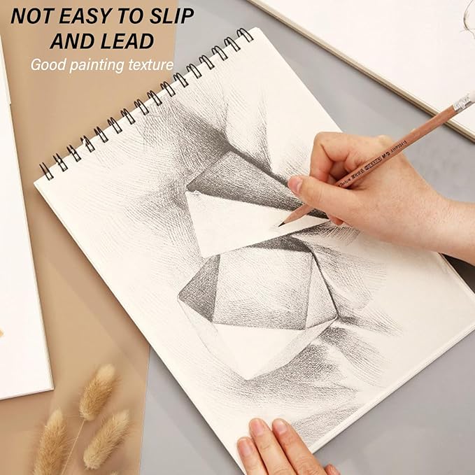 Cabreche Cute Sketchbook Top Spiral Bound Sketch Pad, 9 x 12 inch,100GSM Thick Paper,50 Sheets 100 Pages,Art Sketch Book Artistic Writing Drawing Paper for Girls Women Beginners-Color Block