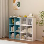 6-Cube Storage Shelf Bookcase - Wooden 3-Tier Floor Standing Open Bookshelf for Home and Office, Display Cabinet, Light Blue