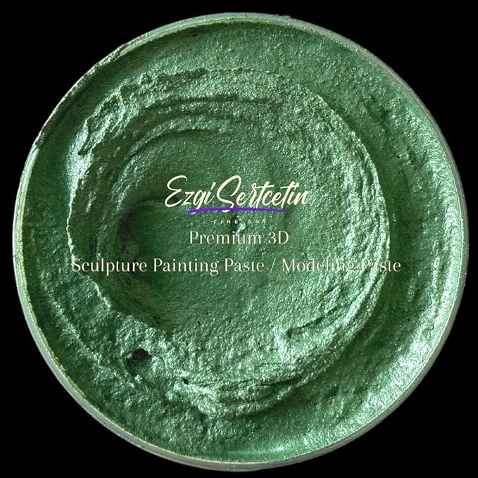 3D Sculpture Painting Paste|Texture Paste|Decorative Plaster|Unique Colors|Ideal for Artwork|Stencil|Flowers|Texture|Art Relief| 6 oz (Metallic Green)