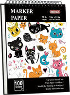 Belenova 9" x 12" Marker Paper Pad, 100 Sheets Bleedproof Sketchbook for Alcohol Markers - 73lb/120gsm Art Supplies for Drawing & Coloring (Kids/Adults).