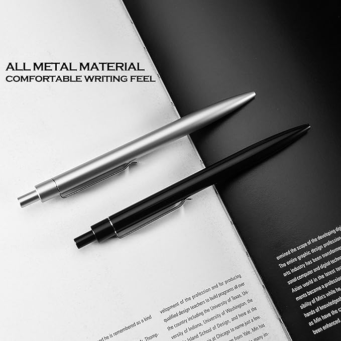 DUNBONG Golden Metal Gel Pen, Gel Ink Ballpoint Pen, Black Ink, 0.5mm Retractable Ink Pen (Golden)