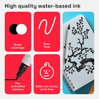ARTISTRO 2 Black Dual-Tip Acrylic Paint Pens - Multisurface Markers for Glass, Rock, Fabric, Wood, Plastic & More - 1 mm Fine & Brush Tips