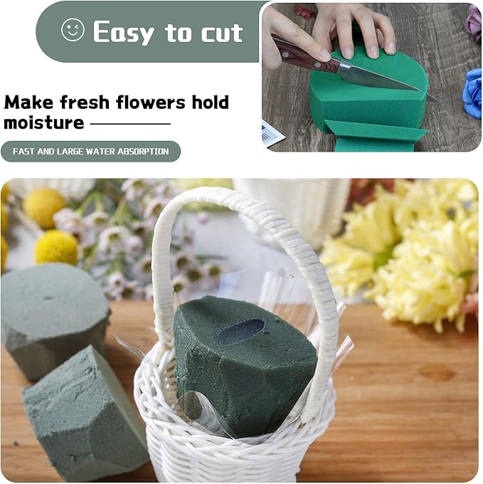 Large Floral Foam Round 6'' SUPKING Flower Foam 4Pcs Florist Foam Blocks Wet Dry Green Foam for Artificial and Fresh Flower Arrangement