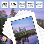 Mat Board Center, Double Mat - Acid Free, 8-ply Thickness, White Core - for Pictures, Photos, Framing (White Over Black, 11x14 for 8.5x11, Pack of 5)