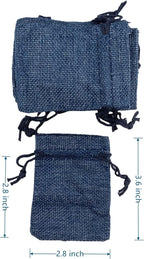 Palmhomee Pack of 25 Navy Blue Burlap Gift Bags with Drawstring Linen Pouches (2.8x3.6 Inch) for Wedding, Birthday, Party Favors and DIY Craft