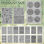 CHGCRAFT 16 Sheets 16 Styles Natural Knitted Texture Polymer Clay Texture Mat Sun Moon Stars Modeling Pattern Pad Bohemian Texture Sheets for Polymer Clay Making Earrings Jewerly Tools, 4×2.6 inch