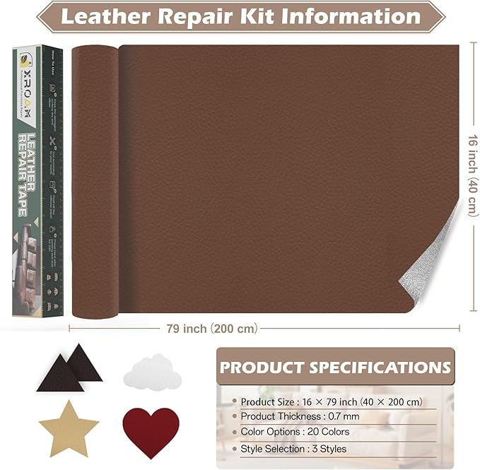 Leather Repair Tape, 16x79 inch Leather Patches for Furniture, Self Adhesive Leather Repair Patch for Sofas, Couches, Leather Covers, Seats, Chairs, Vinyl Repair Tape Green-Fine Grain