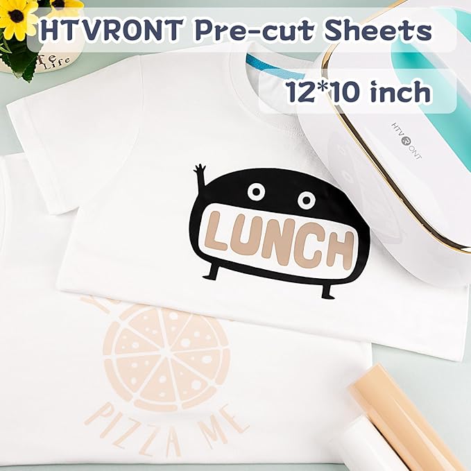 HTVRONT Skin Tone HTV Vinyl Heat Transfer Vinyl Bundle-13 Pack Brown HTV Sheets 10 Assorted Colors Iron on Vinyl with PTFE Sheet