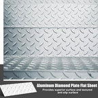 1pcs Diamond Plate Sheet Metal Heavy Duty Tread Aluminum Sheet Diamond Tread Plate for Wall Covering, Cargo Trailer, RV and More (4'' X 12'' X 0.08'',Silver)