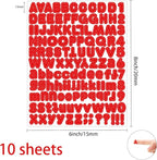 Red Alphabet Letter Stickers, 1/2 inch, 10 Sheets - Self Adhesive Vinyl for Mailbox Numbers, Bulletin Boards, Classroom & Home Decor
