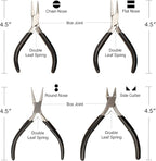 The Beadsmith Slim Line Pliers Set – Extra Fine Tips – 4.5 Inches, 4-Pieces: Round Nose, Chain Nose, Flat Nose & Semi-flush Side Cutter – Leatherette Carrying Case Included – Tools for Jewelry Making
