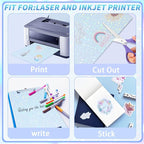 Printable Holographic Sticker Paper,20 Sheets 11 x 8.5''glass fragment Printable Waterproof Sticker,Rainbow Vinyl Sticker for Inkjet or Laser Printer