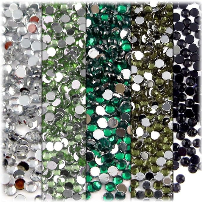 The Crafts Outlet 5-PK Set (7,200-Piece), Round 3mm Rhinestones, Flatback, Purple Tones