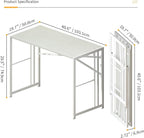 Folding Desk 40 inch Writing Gaming Computer Camping Table, No Assembly Required Home Office Desk, White