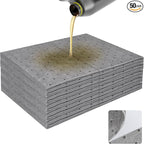 50PC Oil Absorbent Pads | 13"x10" Meltblown Polypropylene Mats, Hand-Tear Lines for Automotive & Workshop | Vacuum Eco-Packaging, Reusable Spill Control