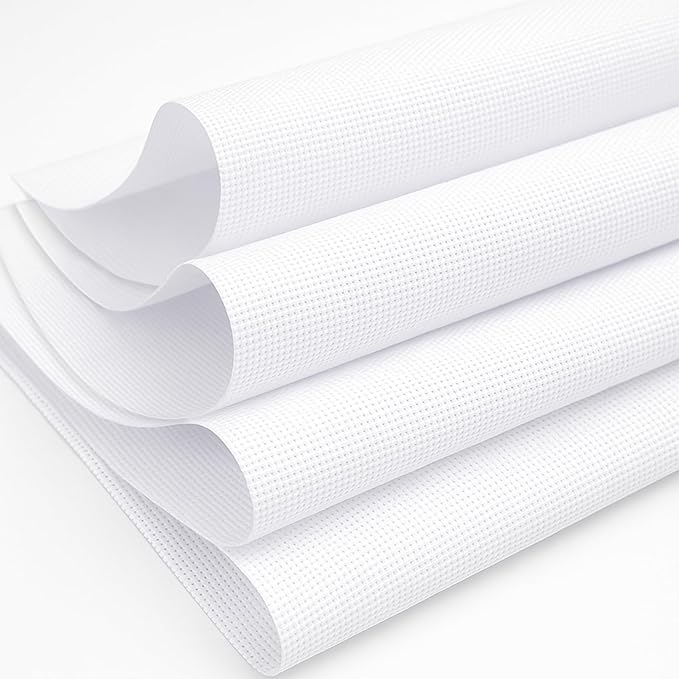 HexaHive Aida Cloth 14 Count Cross Stitch Fabric - 59 by 39 Inch Large Size Water Soluble Cross Stitch Canvas for Home DIY Embroidery Decoration Supplies (14CT, White)