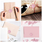 500 Pcs Wax Seal Kit - Pink Octagon Sealing Beads With 4 Tea Candles and 1 Melting Spoon for Crafts, Letters, Wine, Greeting Cards