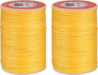 uxcell Round Leather Sewing Waxed Thread, 55m / 60 Yards Polyester Wax String, 0.80mm Wax Stitching Cord for Leather Crafts, Bookbinding, Bracelets Braided, Yellow, 2pcs