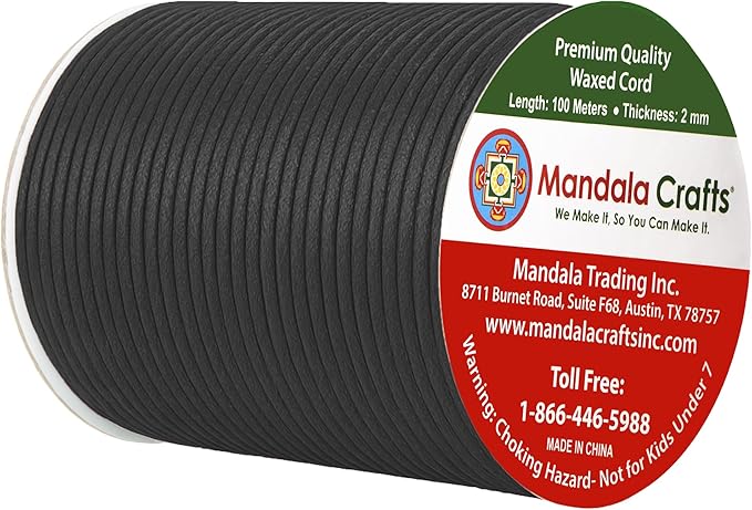 Mandala Crafts 2mm 109 Yards Dim Gray Cotton Waxed Cord for Jewelry Making Bracelet Cord Waxed String - Beading String Thread Jewelry Cords for Necklaces String