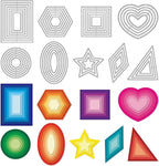 9PCS Metal Cutting Dies Different Shapes Dies Cuts for Scrapbooking Heart Dies for Card Making Rhombus Star Triangle Embossing Template for Handmade DIY Paper Cards Album Decoration