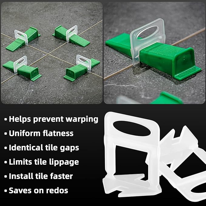 1/8” Tile Leveling System Spacers 4000 PCS Tile Leveling Clips Kit Prevent Tile lippage Leveler Spacers for DIY Professional Ceramic Tile and Stone Installation (1/8 IN, 4000)