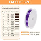 HARFINGTON 82ft Jewelry Wire, 32 Gauge (0.2mm) Brass Craft Soft Metal Tarnish Resistant Copper Beading Wire for Jewelry Making Supplies Crafting, Purple