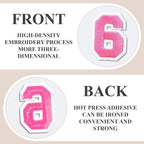 Number Iron On Patches, Numbers 0-9 Embroidery Applique Patch, DIY Decorative Heat Press Patches for Clothing Jeans Jackets Backpacks Hats (Pink 50 Pcs)
