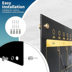 Magnetic Glass Blackboard Calendar 48"x36" Monthly Glass Dry Erase Board for Wall Planner GlassBlack Board Calender Wall Mounted for Office School Home(Black)