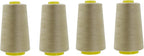 Mandala Crafts 4 Pack of Serger Threads Cones Spools - 20S/2 24000 Yards Polyester Beige Threads for Sergers Machine and Overlock Quilting Sewing Machine