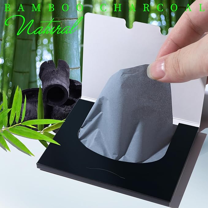 Teenitor 800 Counts Oil Blotting Papers for Face, Bamboo Charcoal Oil Absorbing Sheets for Oily Skin, Oil Blotting Sheets for Face, Oil Absorbent Pads Blotter Paper, Oil Face Wipes Large 10cmx7cm