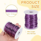 uxcell 12 Gauge / 2mm Anodized Aluminum Wire for Jewelry Craft Making, 102 Feet Bendable Flexible Wire for DIY Home Decor Gardening Sculpture, Purple