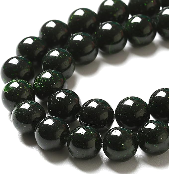 8MM 90pcs Natural Green Sandstone Energy Healing Beads Round Loose Beads for Jewelry Making Bracelet 2 Strands 32"