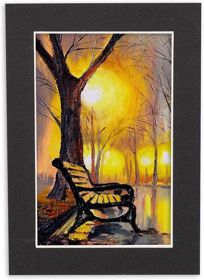 8.5x11 Mat Bevel Cut for 7x9 Photos - Acid Free Textured Black Precut Matboard - For Pictures, Photos, Framing - 4-ply Thickness