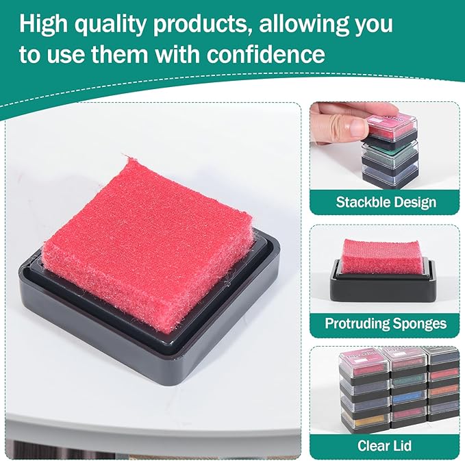 CraftyManor Mini Smudge Ink Pads for Stamps, Water Based Halo Dye Stamp Pad for Scrapbooking, DIY Craft Scrapbook Supplies for Adults (8 Colors)