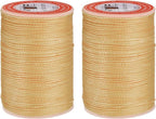 uxcell Round Leather Sewing Waxed Thread, 55m / 60 Yards Polyester Wax String, 0.80mm Wax Stitching Cord for Leather Crafts, Bookbinding, Bracelets Braided, Pale Cream, 2pcs