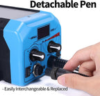 YIHUA 939D-II Pyrography Pen Wood Burning Kit Station 2-in-1 Solid-Point 200~480°C (with Temp Display)/Wire-Nib 250~750°C with 20 Nibs, Solid Points, 1 Stable Pen Holder, 2 Scrap Wood (Blue)
