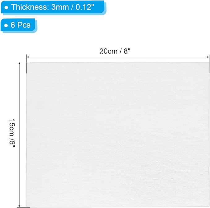 PATIKIL 6x8 Canvas Boards for Painting, 6 Pack 100% Cotton Square Triple Primed Stretched Blank Art Canvas Panel Bulk Thin for Acrylic, Oil, Tempera Paints, White