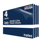 Trotec TroLase | 12"x20"x1/16", 4 Pcs | Light Blue/White | 2 Ply | Modified Acrylic | Laser Engraving Double Color Plastic Sheet | Engraving Blanks for Laser, Saw, Guillotine | Made in USA