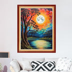 Foxdiviy Stamped Cross Stitch Kits for Beginners Full Range of Cross Stitching 11 CT Printed Cross Stitch Kits for Kids Adults Cross Stitch Patterns Needlepoint Kits-Night Moon Scenery 16x20 inch