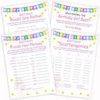 ALodr Girls Birthday Party Set, 20 Birthday Double Sided Cards Set, Girls Birthday Party Activity Notebook Themed Party Activity and Idea - Girl Birthday Supplies, Activity, Decorations