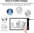 Light Box Drawing Pad A5, Tracing Board with Micro USB Cord Charge Cable and Brightness Adjustable for Artists, AnimationDrawing, Sketching, Animation, X-ray Viewing (A5) Not Rechargeable