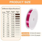 HARFINGTON 82ft Jewelry Wire, 32 Gauge (0.2mm) Brass Craft Soft Metal Tarnish Resistant Copper Beading Wire for Jewelry Making Supplies Crafting, Rose Red