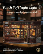 Cutefun Book Nook Kit - DIY Miniature Doll House Kit, Book Nook Kits for Adults, 3D Wooden Puzzle Bookend Bookshelf with LED Light for Cafe Crafts Lovers (Corner Coffee Shop)