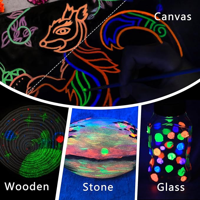 Artecho Glow in the Dark Paint, Neon Green Paint (120ml / 4.05oz) Tubes, Art Craft Paints for Canvas, Rock, Stone, Wood, Fabric, Art Supplies