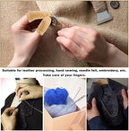 3 Pairs Leather Finger Protector Needle Felting Knitting Finger Thimble Guards Tools for Hand Craft Sewing Needlework Handmaking(Random Color)