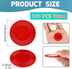 Coopay 500 Pieces Plastic Poker Chips, 1 Inch Bingo Chips Bulk Learning Counters Disks Poker Card Game, Counting Markers for Math Practice, Game Tokens and Teaching Rewards, 25 mm (Red)