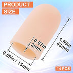 PAGOW 14pcs Gel Finger Cots/Covers, Silicone Finger Protector Support, Finger Caps Finger Sleeves Thumb Protector for Finger Cracking Trigger Finger Arthritis Pain Relief (Beige, Small)