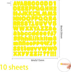 Starboling Letter Stickers, 1/2 inch Yellow Alphabet Stickers, Self-Adhesive Vinyl for Mailbox Numbers, Bulletin Boards & Home Decor