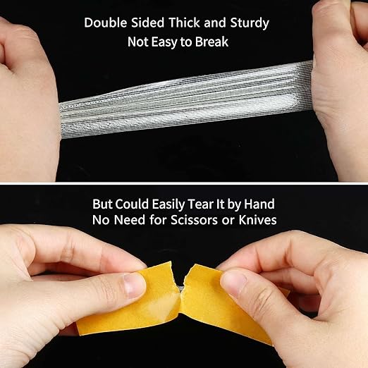 Double Sided Tape Heavy Duty Strong Wall Adhesive with Fiberglass Mesh, Super Sticky Insistent Clear Tape, Easy Use Mounting Tape 1.4inX33FT