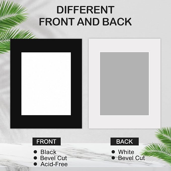 15 Pack 20x16 Black Picture Mats, Frame Mattes for 11x14 Pictures Display Photo Frame Mat Core Bevel Cut Mat Board Show Kit for Photos, Prints, Artworks
